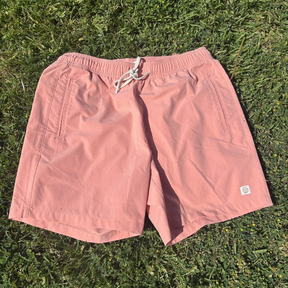 Marine Layer Swim Trunks Saturday Sport Shorts 6" Mens Faded Rose Salmon Unlined